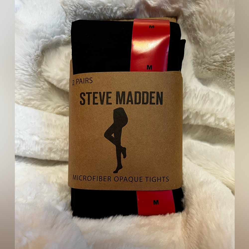 NWT Steve Madden Microfiber Opaque Tights 2 Pairs Size Medium - Picture 1 of 3